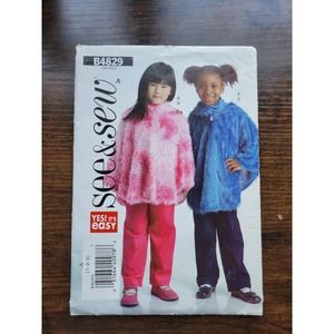 2006 Butternick See & Sew B4829 Pattern - Child's Poncho - Size A 1-3